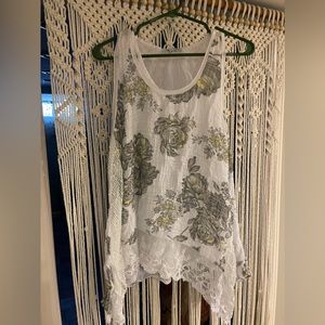 Tempo Paris Lace Floral Flowy Tank Top Size M